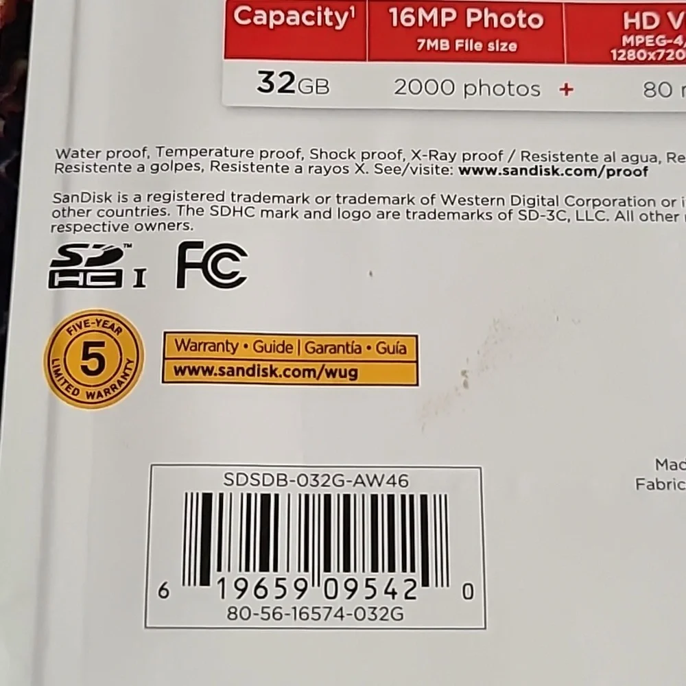 SanDisk SDHC Card HD Video 32GB New & Sealed